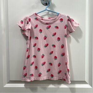 Crewcuts Pink Strawberry Print Short Sleeve Tee Size XS (4-5)